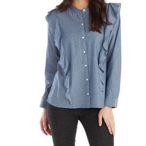 Mud Pie Adley Ruffle Top in Chambray Blue